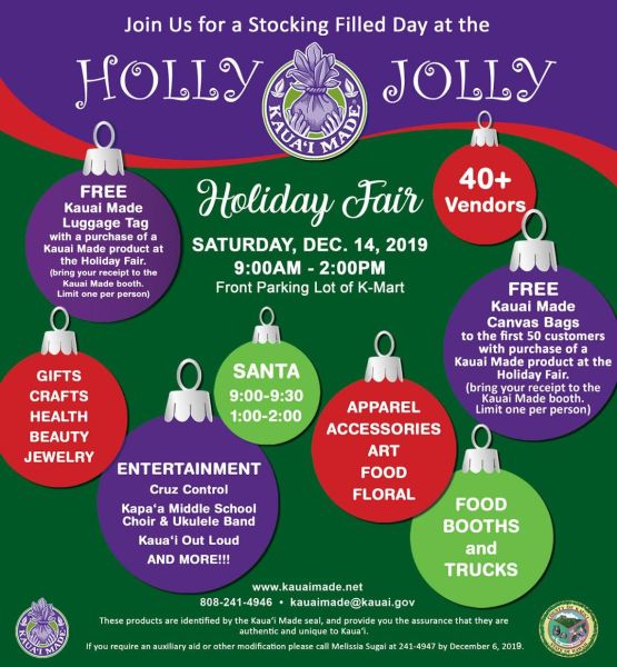 2019 Kaua'i Made Holly Jolly Holiday Fair - Saturday December 14