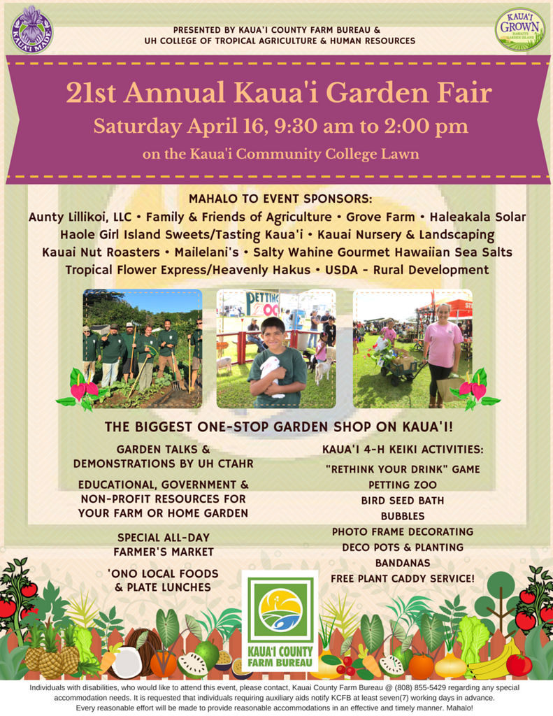 21st Annual Kaua'i Garden Fair - Saturday April 16, 2016