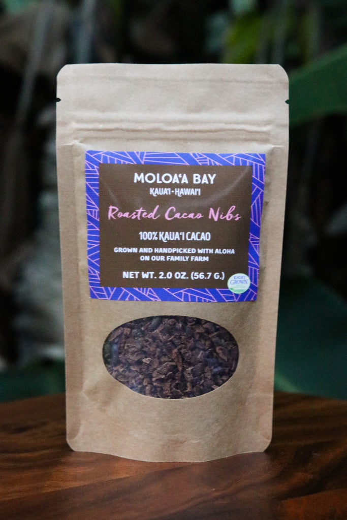 Moloa'a Bay Chocolate Roasted Cacao Nibs - front